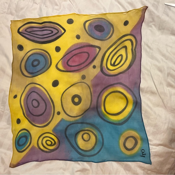 IRO Silk Chiffon Abstract Print • Art • Individually Hand Painted Scarf - Picture 8 of 8